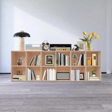 Solid Wood Shelves, Wooden Cube Shelf Bookcase,  Floorstanding Bookshelf