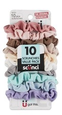 Scunci Value Pack No Damage Scrunchies 10 Count Pack of 1 , Assorted Colors