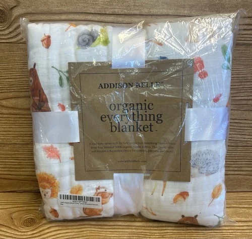 New Addison Belle Everything Muslin Baby Blanket 47” X 47” Woodland Animals