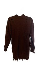 Distressed Knit Mock Neck Sweater Dress