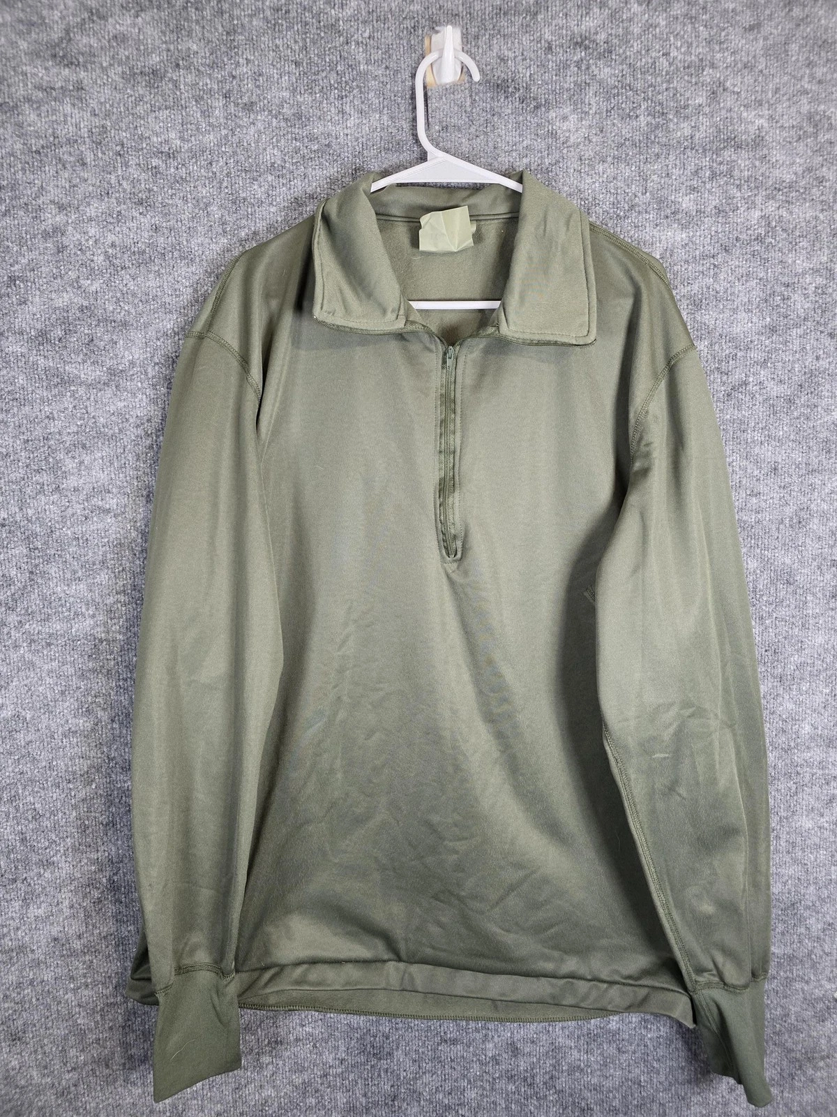 Vintage US Military Sleeping Shirt Mens XL OD Green 1/4 Zip Heat Retentive 00s