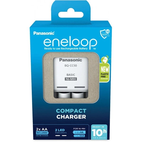 Panasonic Eneloop BQ-CC50 Kompakt Ni-Mh LadegeräT Mit 2X Aa Akkus-image