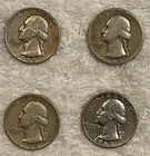 Lot of 4 ~ 1942-1963 Washington Quarters ~  90% Silver