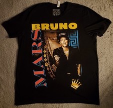 Bruno Mars - 24 K Magic World Tour - Black Shirt L Rare Gold Chains w/Tour List