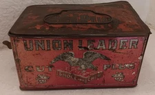 Vintage Union Leader Cut Plug Tobacco Tin Handle