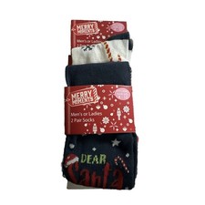 Holiday Novelty Socks Merry Moments Ladies 2 Pair Size 4-10 Dear Santa NWT