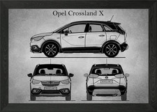 Opel Crossland X gray old Framed Wall Art Poster Canvas Print Picture