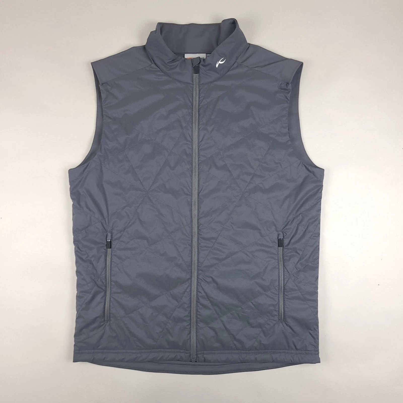 KJUS Retention Vest Mens Large Gray Full Zip Quilted Golf Outdoors Sports