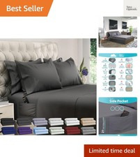 King Size Sheets Set   6 pcs Cooling Bed Sheets   up to 21  Deep Pocket King ...