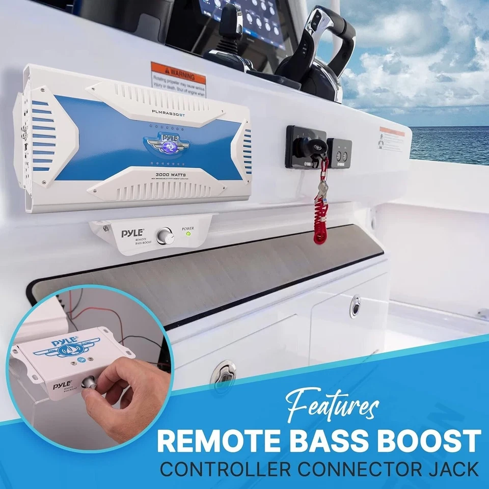 Pyle Marine Waterproof Bluetooth 8-Ch Amplifier, 3000 Watt RMS PLMRA830BT - Image 4 of 4