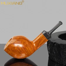 MUXIANG Handcrafted Briar Freehand Tobacco Pipe Smooth Wooden Blowfish Pipe