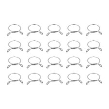 Fuel Line Hose Clips, 20pcs 22mm 304 Stainless Steel Tube Spring Clamps Silver