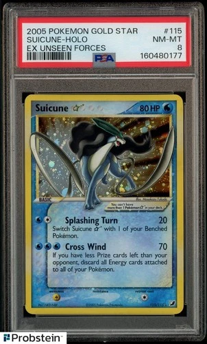2005 Pokemon Gold Star EX Unseen Forces #115 Suicune Holo PSA 8 NM-MT