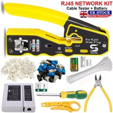 RJ45 Ethernet Network Tool Kit Cat5e/6 Crimper Pass-Through Crimp Tester LAN
