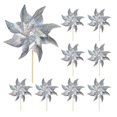 10 Pack Reflective Pinwheels for Yard and Garden,Wind Spinners Outdoor Bird S...