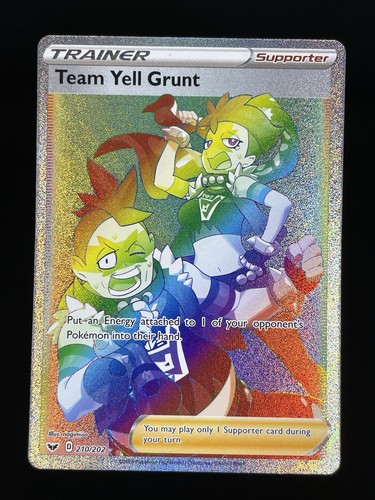 Holo Team Yell Grunt 210/202 Secret Rare Sword & Shield Base Set Pokemon TCG Nm