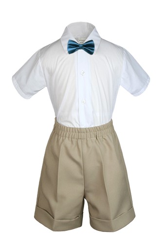 3 piezas Pantalones Cortos CAQUI Niño Bebé Pequeño Elige una Corbata Color S-4T - Imagen 20 de 25