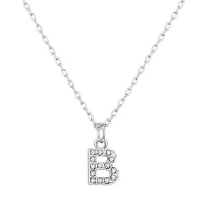Pave Initialen Halskette Buchstabe B erstellt mit Zircondia  Kristallen