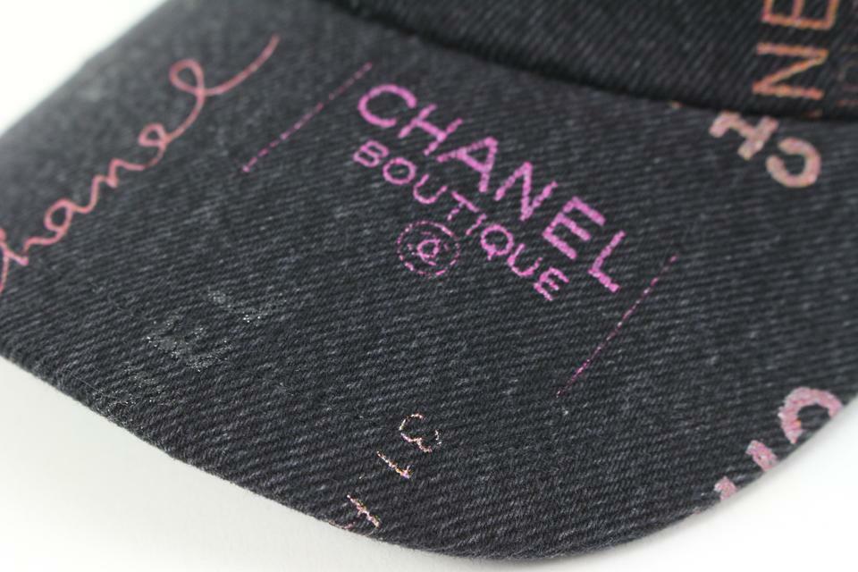 Chanel 22P Black Denim x Pink CC Logo All Over Baseball Cap