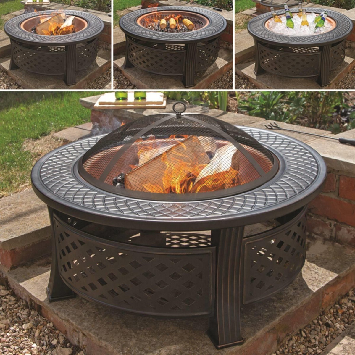 Large Fire Pit Patio Heater Bbq Chiminea Outdoor Grill Camping Stove Burner  Bowl | eBay