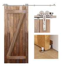 CCJH 5FT-12FT Stainless Steel Sliding Barn Door Hardware Kit Track for Wood Door