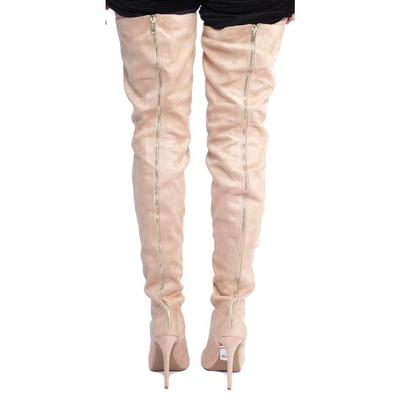 8, ZIGI Girl Piarry Tan Peep Toe Thigh High  Boots Lace Up Over Knee, Flirty,hot