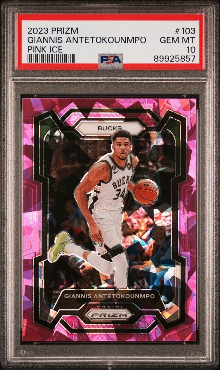 2023-24 Panini Prizm Giannis Antetokounmpo Pink Ice PSA 10 Bucks