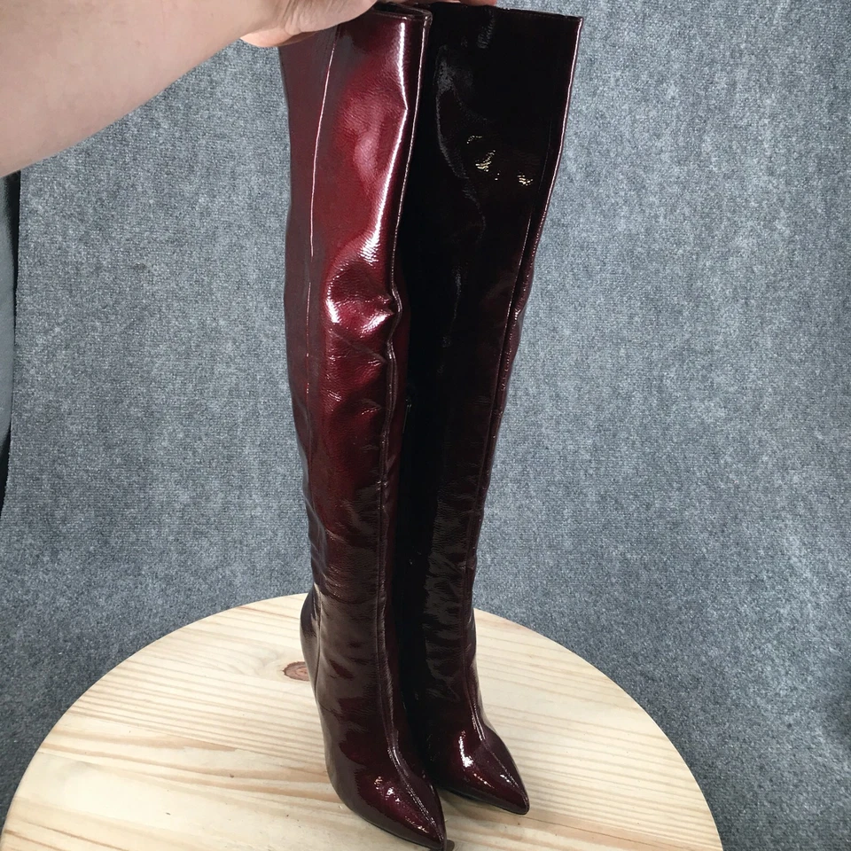 Forever 21 Botas Mujer 5 Altas Sobre la Rodilla Punta Cremallera Tacones Pull On Rojo Foto 3 de 4