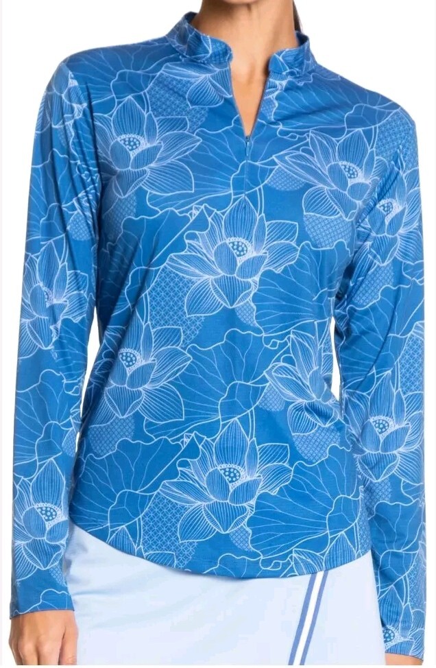 Sport Haley Womens Blue Cassina Long Sleeve Print Golf PoloNWOT Size Medium  | eBay