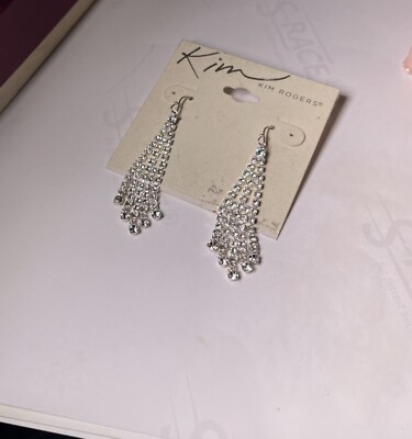 Vtg Kim Roger s  Rhinestones Earrings Glamorous!