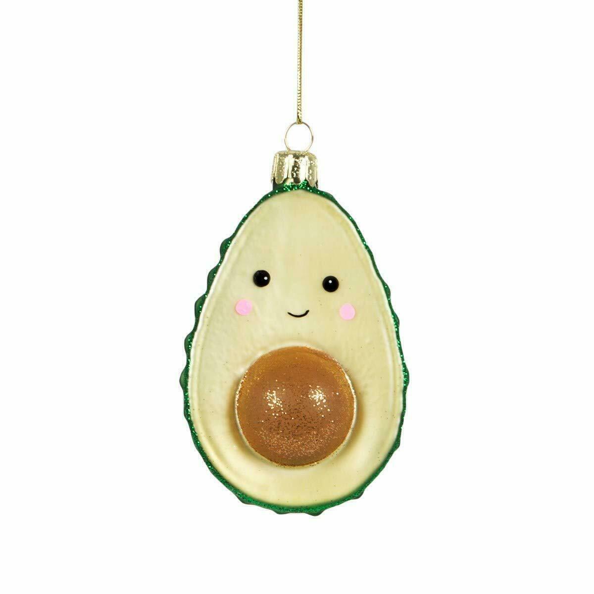 Sass and Belle Sparkly Avocado Novelty Hanging Christmas Tree Bauble