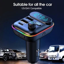 Bluetooth5.0 Car Adapter FM Transmitter USB AUX Radio Handsfree MP3 Music Player