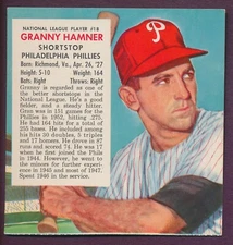 1953 RED MAN TOBACCO GRANNY HAMNER #18 PHILADELPHIA PHILLIES NM SET BREAK
