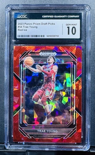 TRAE YOUNG - 2023 🔥PANINI PRIZM DRAFT PICKS “RED ICE” #54 / CGC MINT 10🔥ROOKIE
