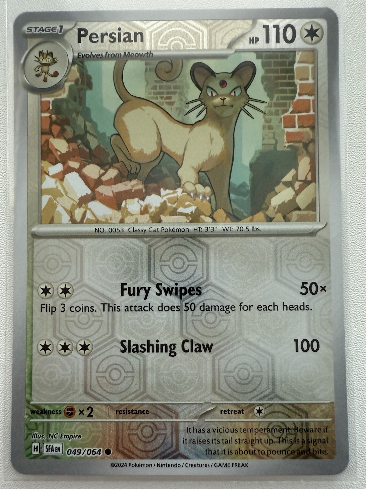 Persian #49/64 - SV Shrouded Fable 2024 - Reverse Holo - Pokemon TCG Card - Mint