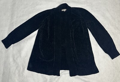 Loft Black Long Sleeve Chenille Cardigan Sweater Women's Size XS