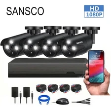 Sansco 4CH 4MP DVR Home Outdoor CCTV HD Security System Kit Surveillance Camera