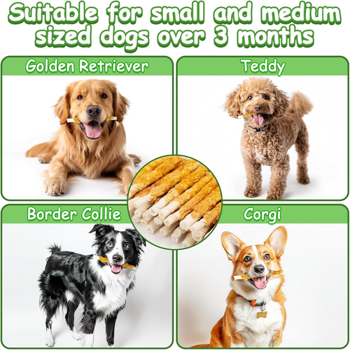 15 oz Dog Treats, Chicken Wrapped Rawhide, Training Reward Treats, Twists Sticks - Picture 6 of 6