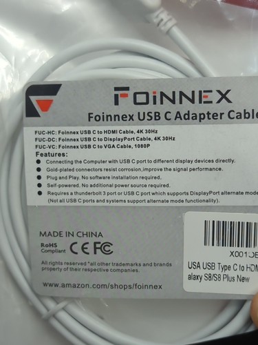 USB-C To 4k HDMI Adapter Cable 6.5 ft FOINNEX (VERY GOOD CONDITION) - Picture 8 of 10