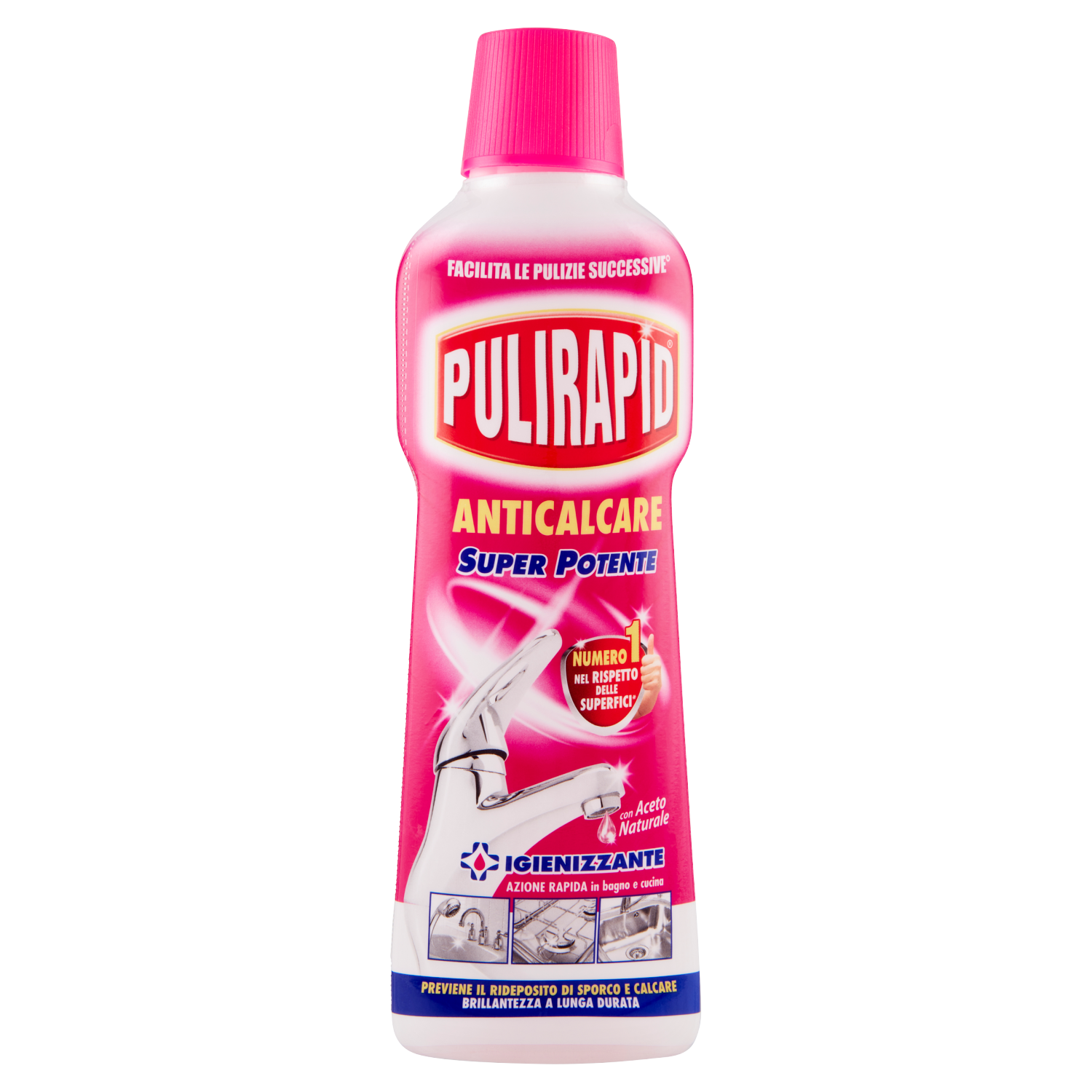 3 PEZZI Pulirapid Anticalcare con Aceto Naturale Igienizzante da 500 ml