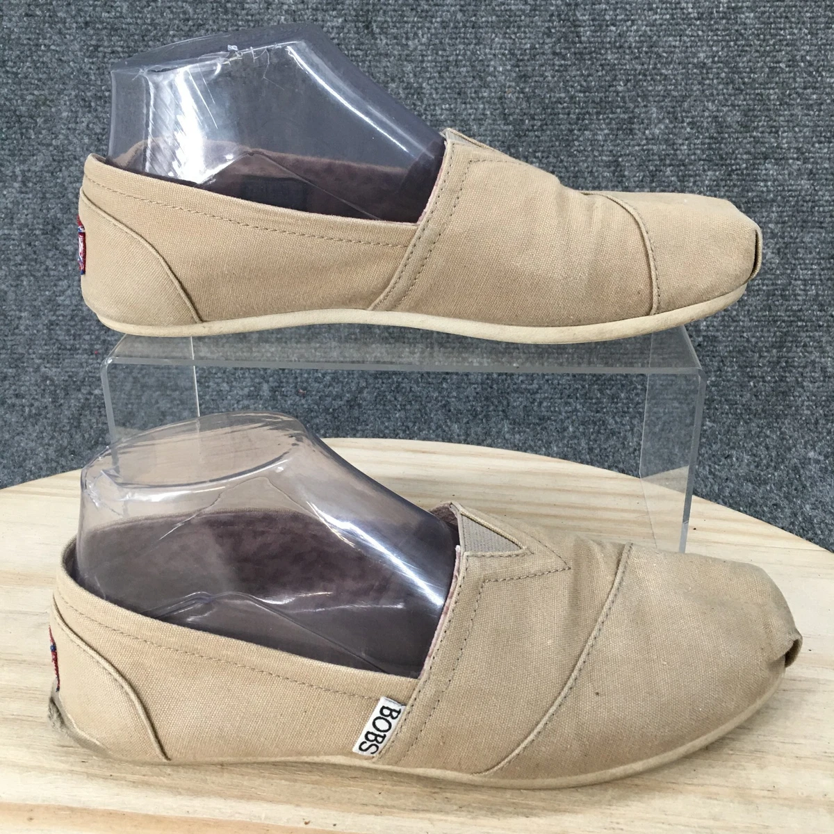 BOBS Skechers Shoes Womens 8.5 Flats Slip On Casual Loafers 33645 Beige Fabric