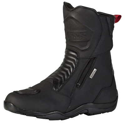 iXS Pacego-ST Motorradstiefel Leder Touring-Stiefel schwarz Herren Wasserdicht 