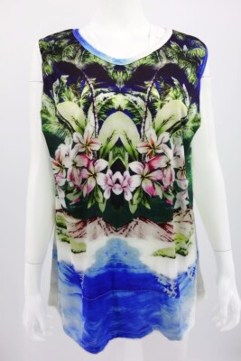 Nice Connection Summer Floral Print Cap Sleeve Tank Top Size M
