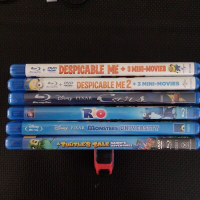 6 Kids Blu-ray / DVD Movie Lot Despicable 1&2 Cars Monsters U Rio