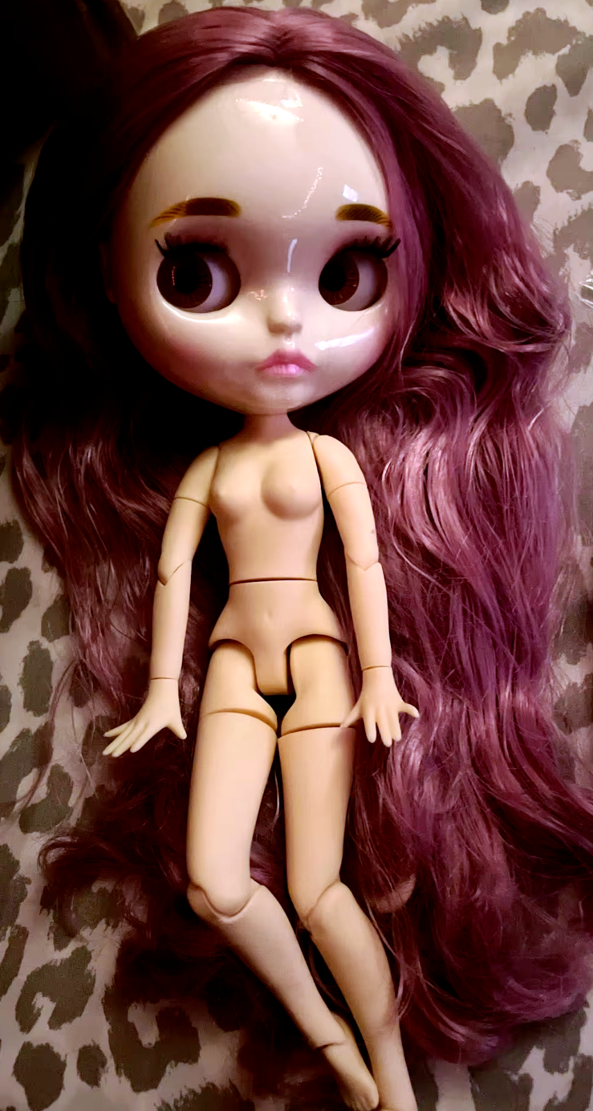 Blythe Doll with Wavy Hair Jointed Body Shiny Face Interactive Toy Gift Puppet