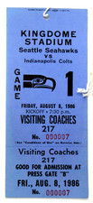 1986 Indianapolis COLTS v SEATTLE SEAHAWKS Visiting Coaches Pass Ticket Football