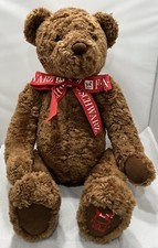 Vtg. F.A.O. Schwarz 1998 Poseable 24" Brown Teddy Bear W/Embroidered Logo Foot  