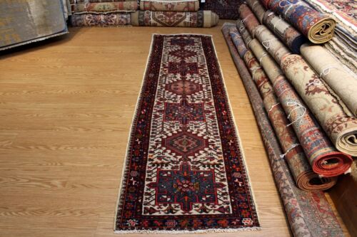 _ANTIQUE_HALL_RUNNER_HERIZ_RUG_9 FT. ANTIQUE TRADITIONAL KARAJA 2'6" X 9' TRIBAL