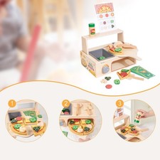 Wooden Pizza Toy Pretend Play Kitchen Accessories Portability Sturdy Educational
