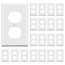 20 Pack 1-Gang Duplex Wall Plate, Standard Size, UL Listed, White